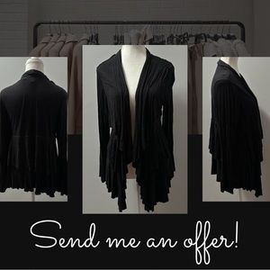 Woman’s Black Layered Long Sleeve Cardigan